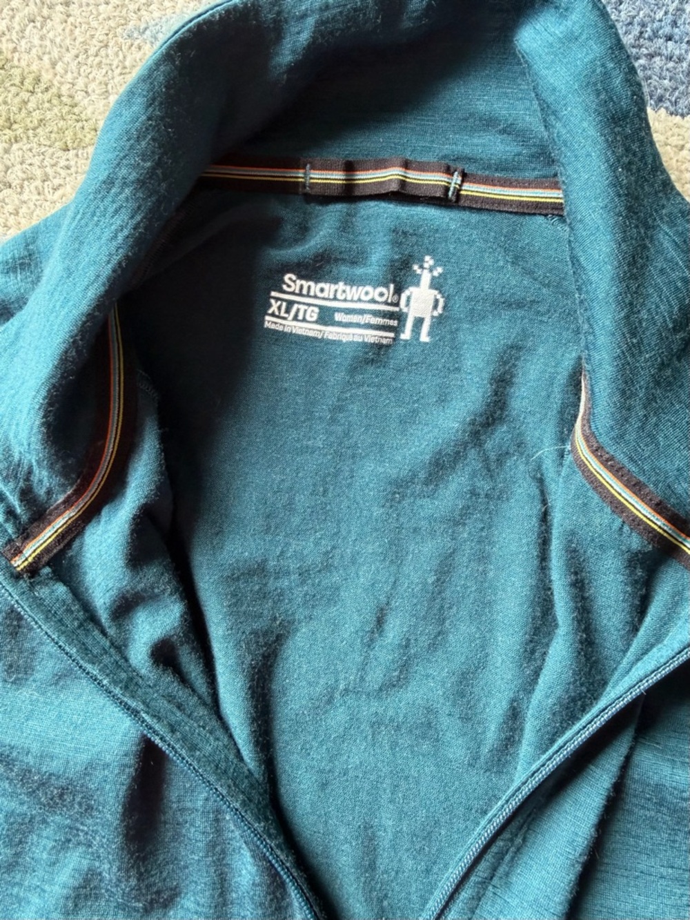 Smartwool Teal Women's Merino Quarter-Zip Pullover size XL - Picture 3 of 4